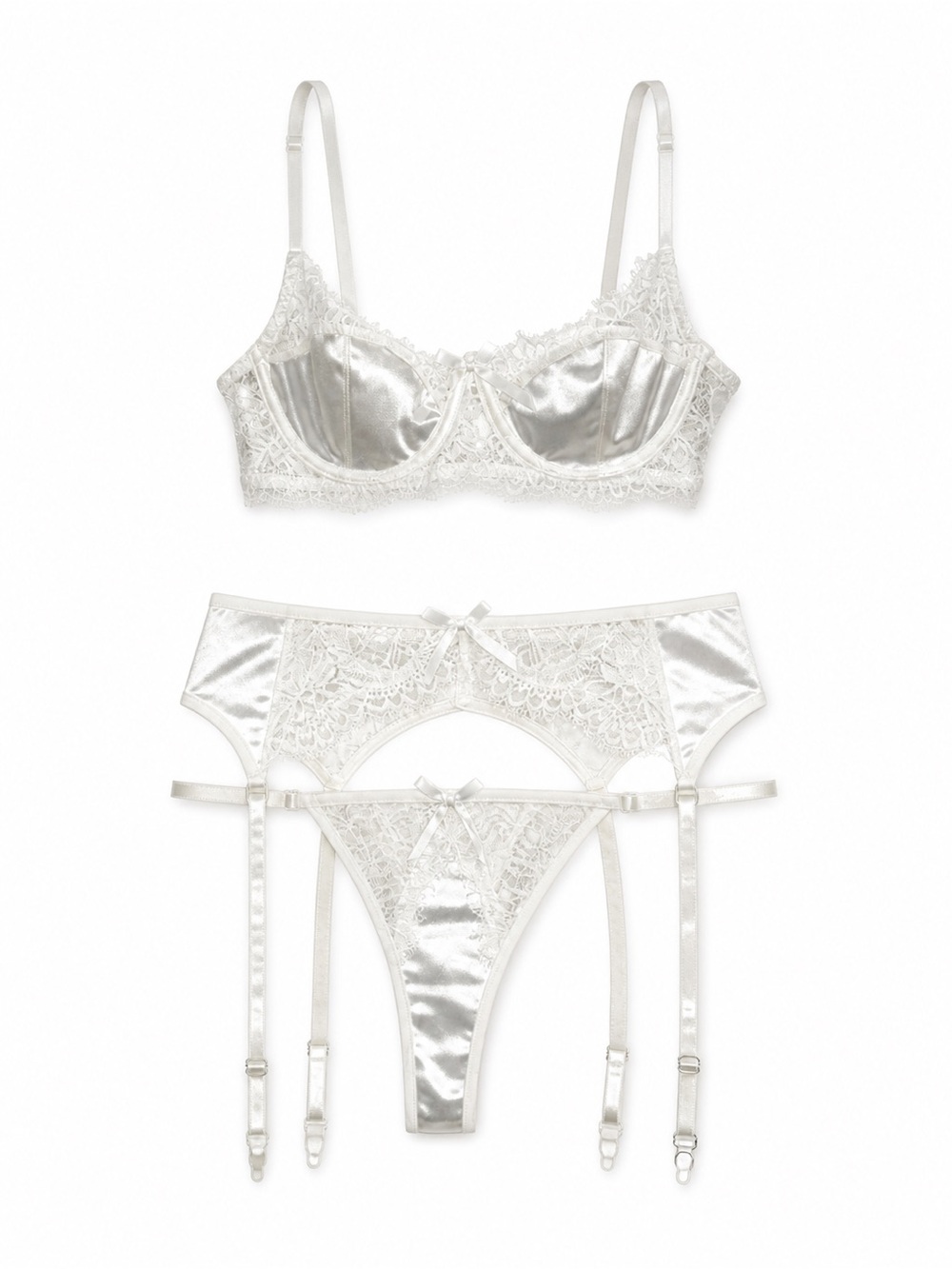 Satin & Lace White Bridal Lingerie Set
